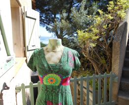 ROBE DESIGUAL VINTAGE NEUF ETIQUETTES T XS NOIR VERT 