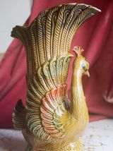 Très beau vase paonne et son paonneau