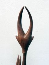 Statuette bois vintage années 60 antilope gazelle