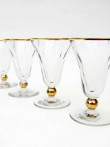 4 anciens petits verres apéritif | verre épais touches dorée