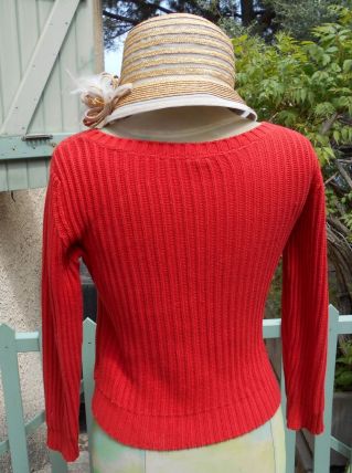 PULL SOEUR T S 34-36 QUASI NEUF BORDEAUX ROUGE 