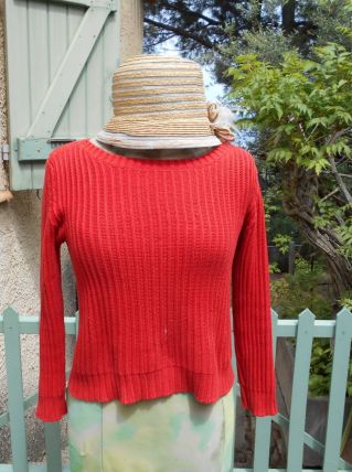 PULL SOEUR T S 34-36 QUASI NEUF BORDEAUX ROUGE 