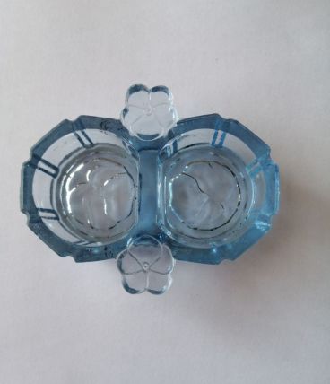 Ensemble à épices de couleur bleu en verre transparent 