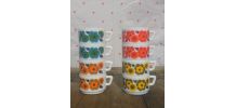 8 tasses à café Lotus arcopal (années 70) 