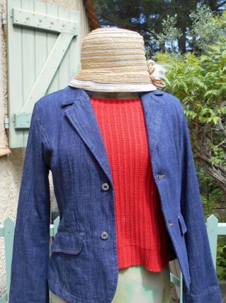DIESEL VESTE VINTAGE JEAN BLEU MARINE QUASI NEUF T  M  OU 38