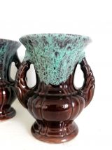 Paire de vase céramique émaillée ADP, style Vallauris