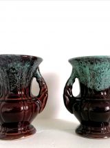 Paire de vase céramique émaillée ADP, style Vallauris