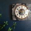 Horloge vintage pendule silencieuse rectangulaire Noir doré