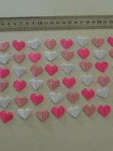 Lot de confettis coeurs en origami Rose et blanc