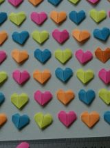 Lot de confettis coeurs en origami Fluo couleurs vives