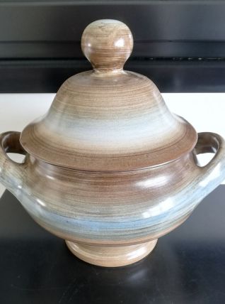 Soupière en céramique bleue et marron Longchamp 