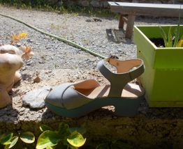 SANDALES CARLA VALDONE VINTAGE T 36 BLEU TBE