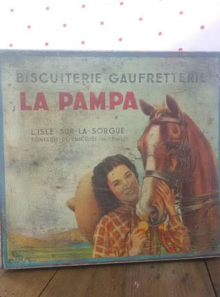 Ancienne boite à biscuits en tôle lithographiée (Années 50)
