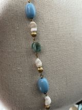 Collier sautoir bleu turquoise vintage