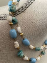 Collier sautoir bleu turquoise vintage