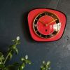 Horloge formica vintage pendule  silencieuse "Rouge noir"
