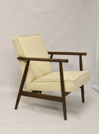 Fauteuil henryk lis 300-190 années 1970 tissu beige effet cr