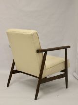 Fauteuil henryk lis 300-190 années 1970 tissu beige effet cr
