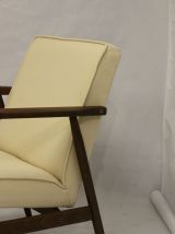 Fauteuil henryk lis 300-190 années 1970 tissu beige effet cr