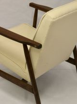 Fauteuil henryk lis 300-190 années 1970 tissu beige effet cr