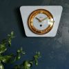 Horloge formica vintage pendule silencieuse "Bleu doré"
