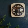 Horloge formica vintage pendule  silencieuse carrée "Carrez"