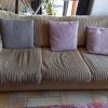 canapé-lit 3 assises tissus velours côtelé beige