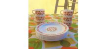 6 assiettes à dessert + 6 tasses à café  (Scania Arcopal)