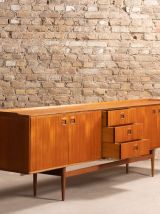 Enfilade scandinave en teck avec 4 portes et 3 tiroirs, cira