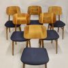 Set de six chaises design année 60 ,70 bois latté traditionn