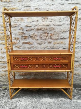 Etagère en bambou et rotin 