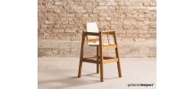 Chaise haute d'enfant en hêtre massif teinté