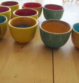 9 mini bols  en porcelaine peinte main décor unique 