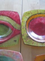 4  coupelles en verre peinte main décor unique   