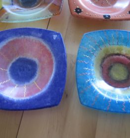 4 coupelles en verre peinte main décor unique    