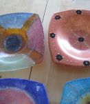 4 coupelles en verre peinte main décor unique    