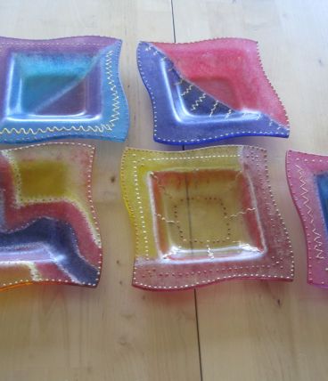 5 coupelles en verre peinte main décor unique  