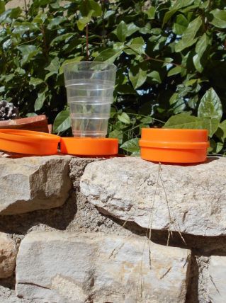 2 VERRES PLIABLES PIQUE NIQUE RANDONNEE JAUNE ORANGE