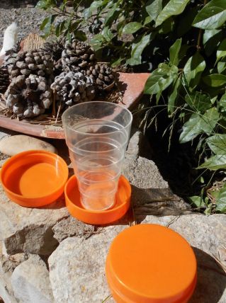 2 VERRES PLIABLES PIQUE NIQUE RANDONNEE JAUNE ORANGE