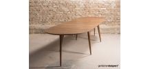 Table à manger sur-mesure en noyer massif avec 4 rallonges 