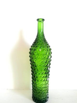 Carafe diamant en verre d'Empoli vert 1950 