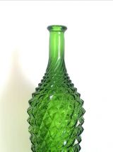 Carafe diamant en verre d'Empoli vert 1950 