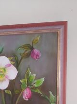 Tableau peinture décor floral, roses, dim 34 x 34 cm