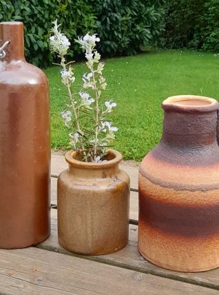 trio de vase / soliflore en grès, rétro vintage