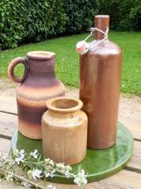 trio de vase / soliflore en grès, rétro vintage