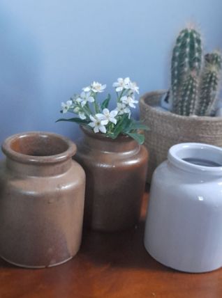 Lot de 3 pots en grès, anciens pots à moutarde