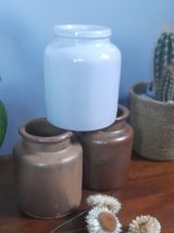 Lot de 3 pots en grès, anciens pots à moutarde