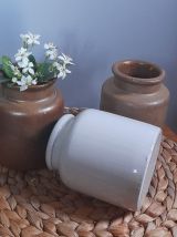 Lot de 3 pots en grès, anciens pots à moutarde