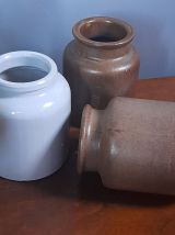 Lot de 3 pots en grès, anciens pots à moutarde