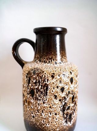 Vase West Germany vintage marron en céramique fat lava, 1950